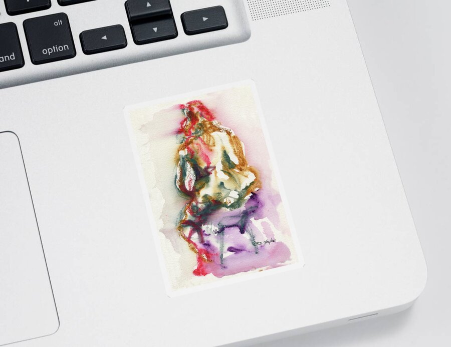 Abstract Nude Watercolour Sticker featuring the painting Studio Nude III by Roxanne Dyer