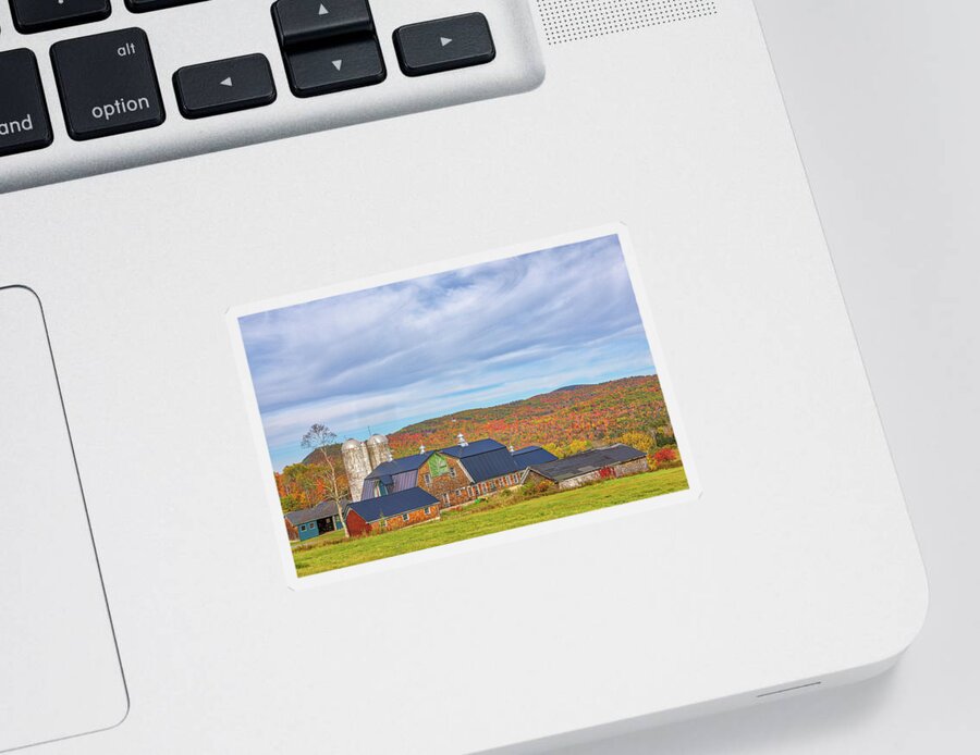 Sugar Hill Farm Sticker featuring the photograph Sugar Hill Farm and Fall Foliage in the New Hampshire White Mountains by Juergen Roth