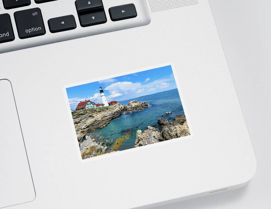 Portland Head Sticker featuring the photograph Summer at Portland Head Lighthouse by Ron Long Ltd Photography