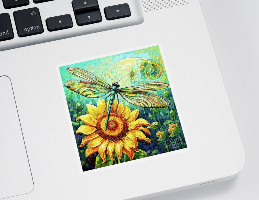 Dragonfly Sticker featuring the painting Summer Dragonfly by Tina LeCour
