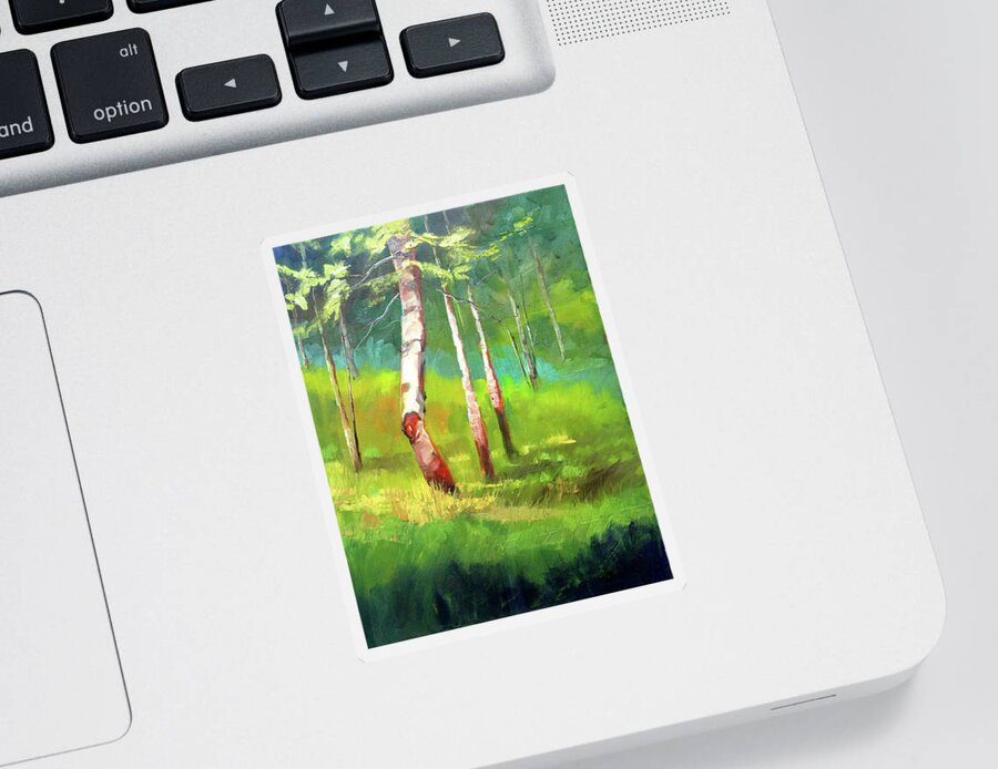 Summer Forest Sticker featuring the painting Summer Forest by Nancy Merkle