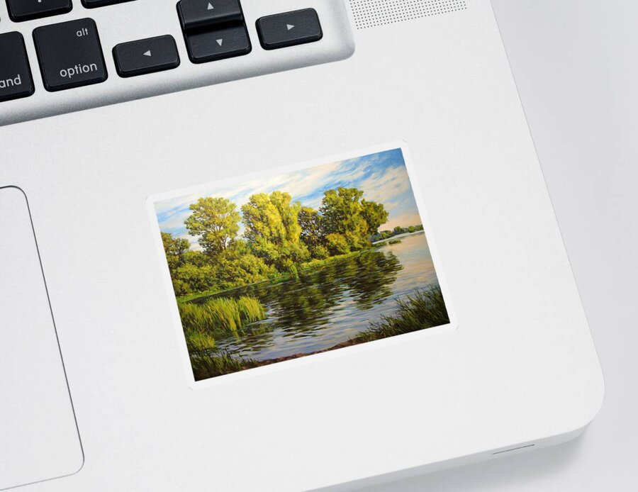 Summer Landscape Sticker featuring the painting Summer landscape 9 by Kastsov
