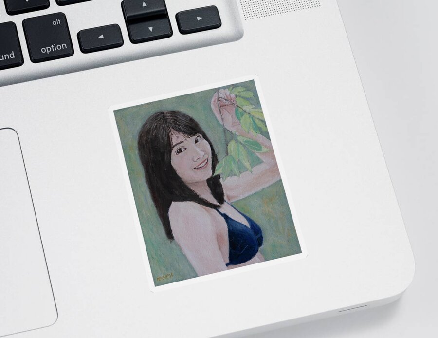Portrait Sticker featuring the painting Summer leaves by Masami IIDA