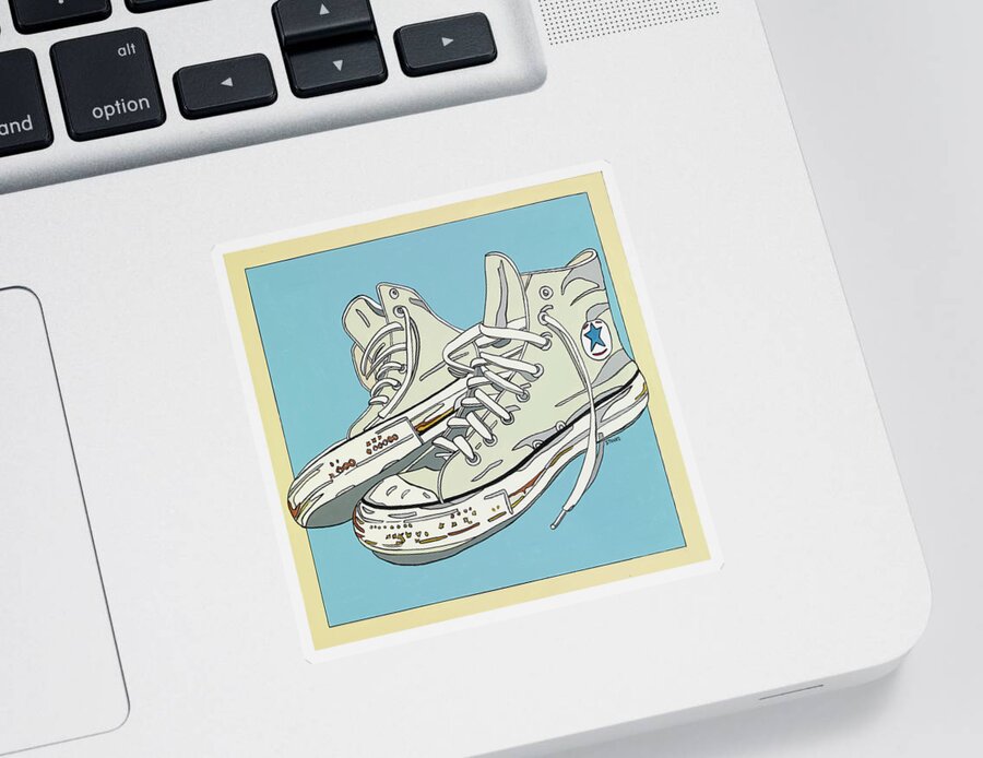Sneakers High Tops Sticker featuring the painting Summer Sneakers by Mike Stanko