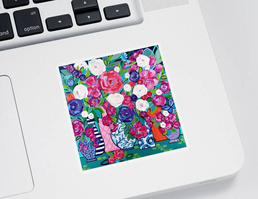 Flowers Sticker featuring the painting Summer Soiree by Beth Ann Scott