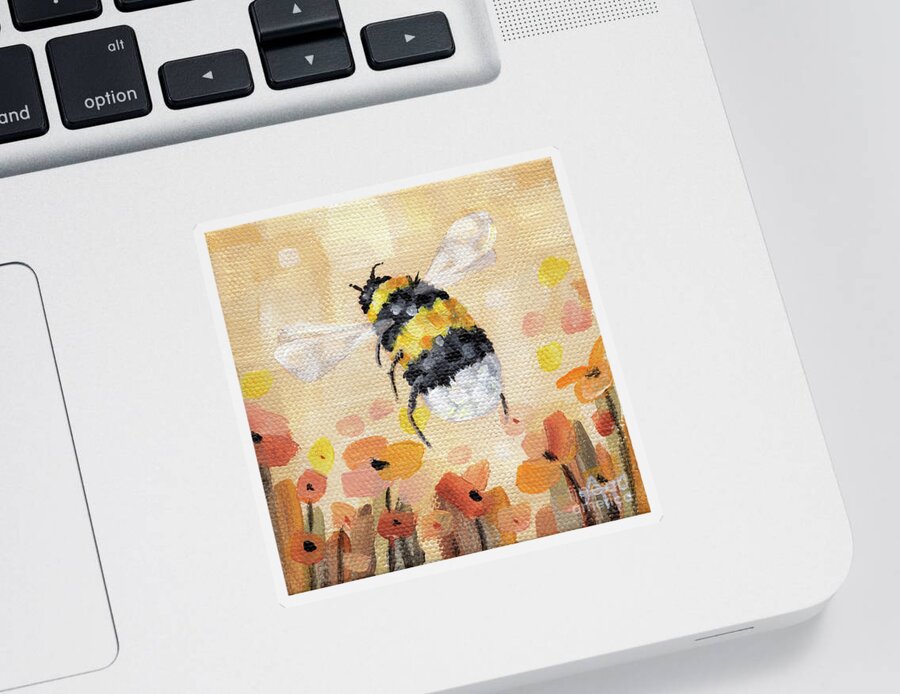 Flowers Sticker featuring the painting Summer Sun - Bumblebee Painting by Annie Troe