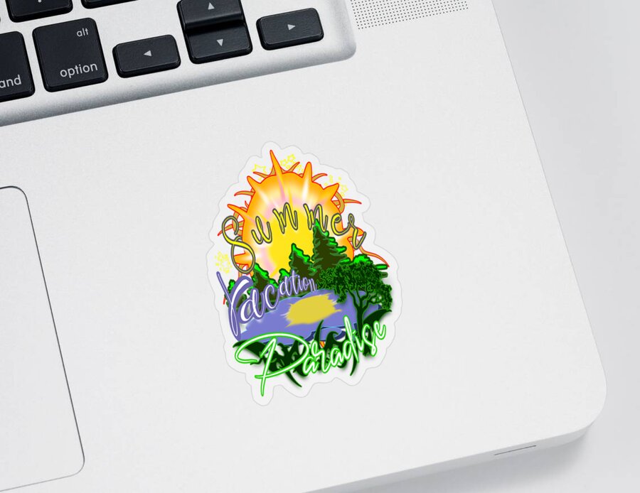 Summer Sticker featuring the digital art Summer Vacation Paradise by Delynn Addams