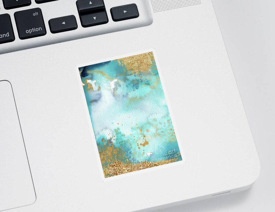 Sunbaked Mint Sticker featuring the painting Sunbaked Mint And Gold by Garden Of Delights