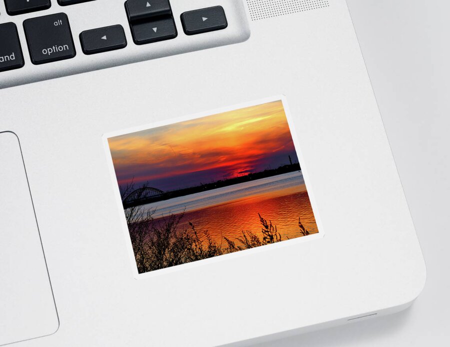 Sunset Sticker featuring the photograph Sundown Along the Delaware by Linda Stern