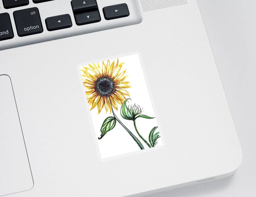 Sunflowers Sticker featuring the painting Sunflower Botanical by Elizabeth Robinette Tyndall