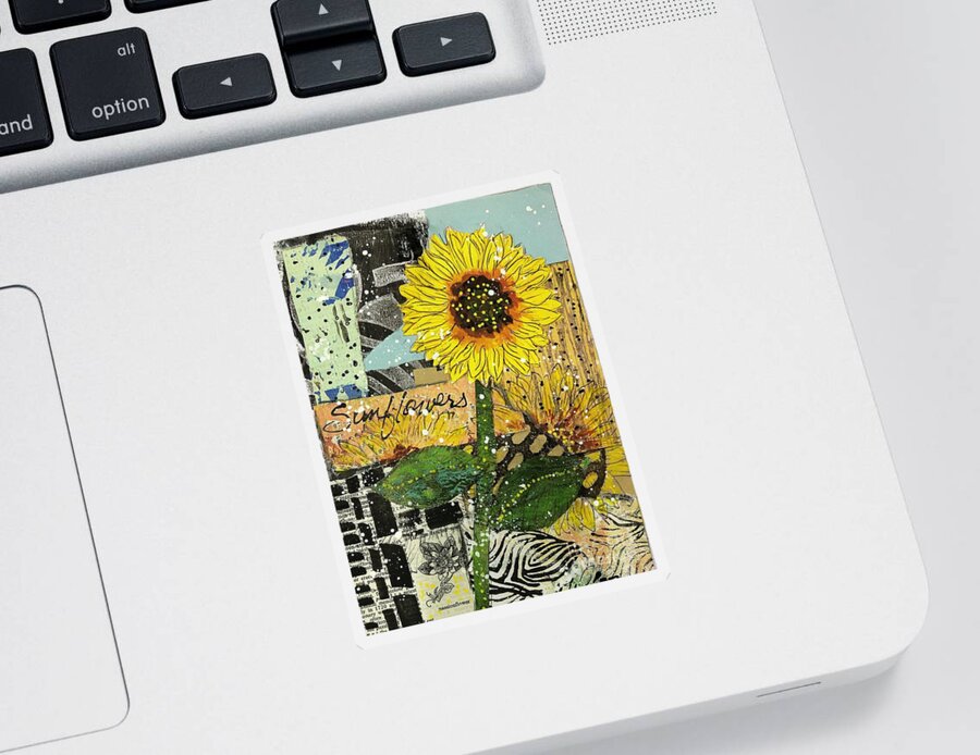 Sunflower Art Sticker featuring the painting Sunflower Dance by Cheri Wollenberg