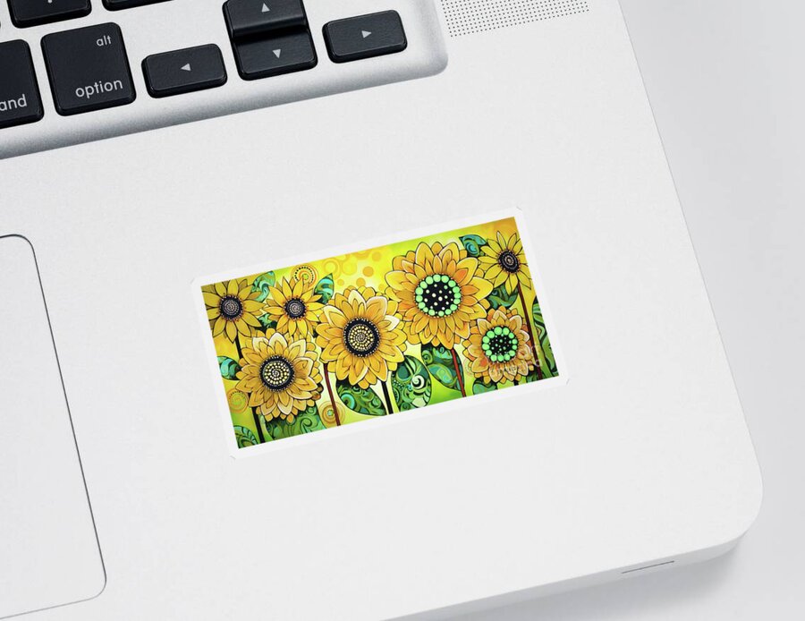 Sunflowers Sticker featuring the painting Sunflower Garden by Tina LeCour