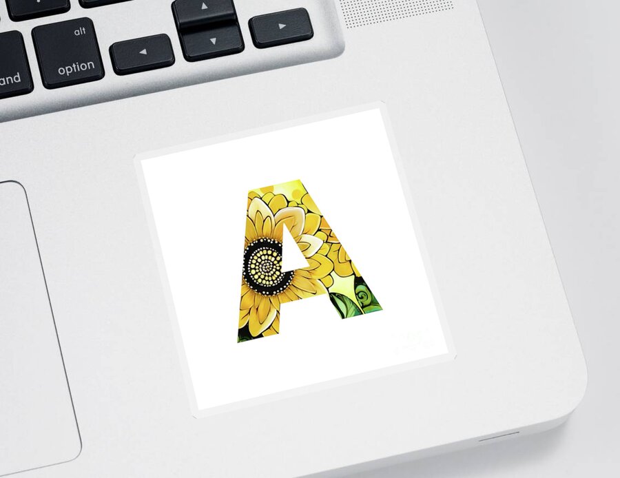 Letter A Sticker featuring the digital art Alphabet Letter A Sunflower by Tina LeCour