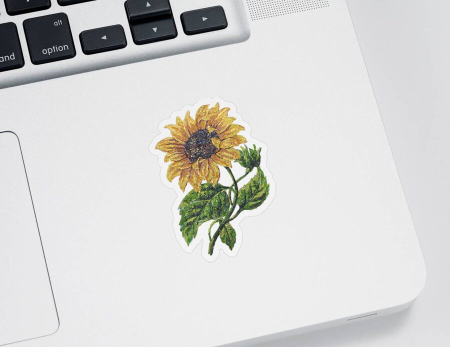 Sunflower Sticker featuring the mixed media Sunflower by Matthew Lazure