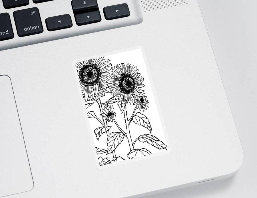 Sunflowers Sticker featuring the drawing Sunflowers 4 by Masha Batkova