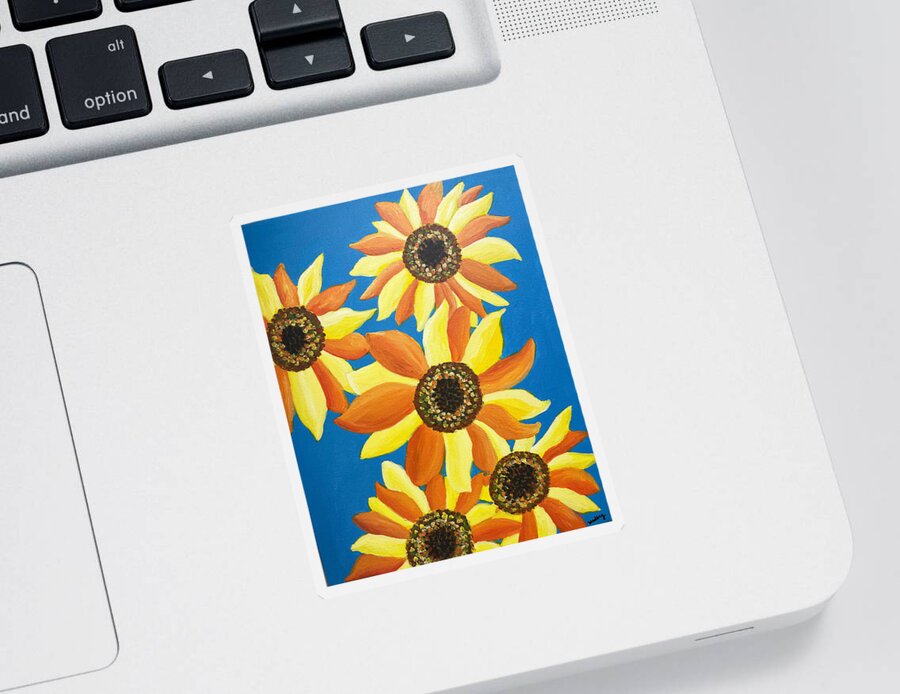 Sunflower Sticker featuring the painting Sunflowers Five by Christina Wedberg