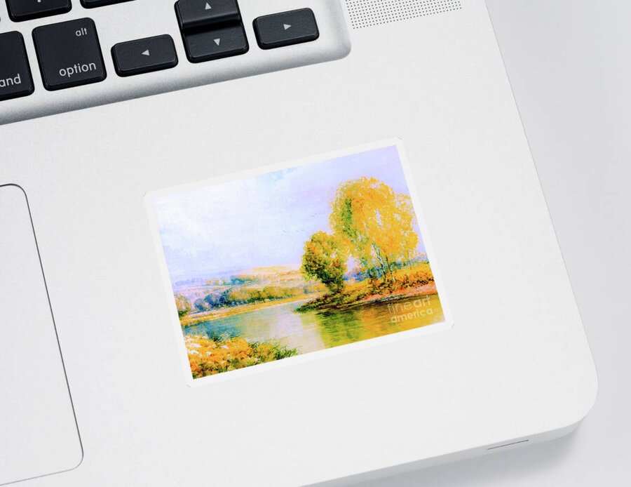 Landscape Sticker featuring the painting Sunkissed Fields by Jane Small