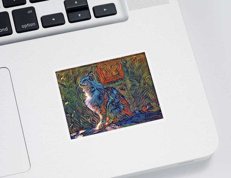 Cat In Sun Sticker featuring the digital art Sunny Cat 11422 by Cathy Anderson