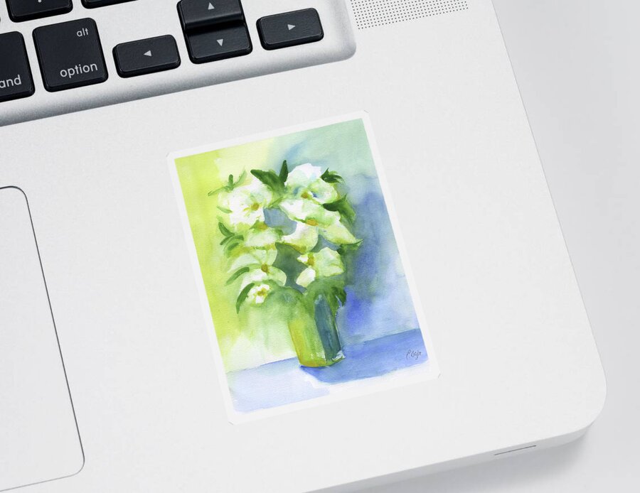 Sunny White Flowers Sticker featuring the painting Sunny White Flowers by Frank Bright