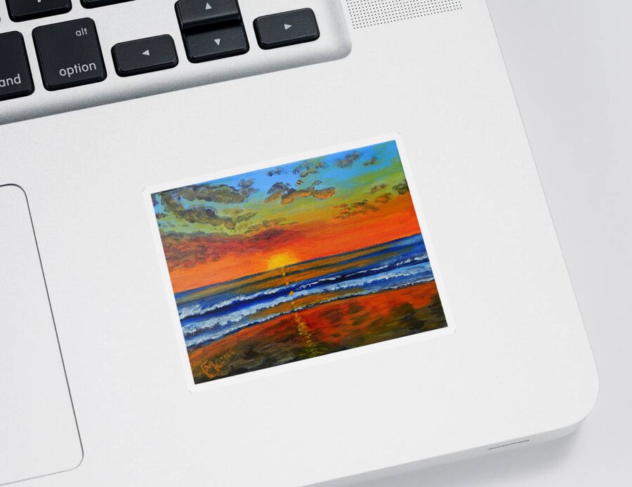 Beach Sticker featuring the painting Sunrise #713 by Mike Kling