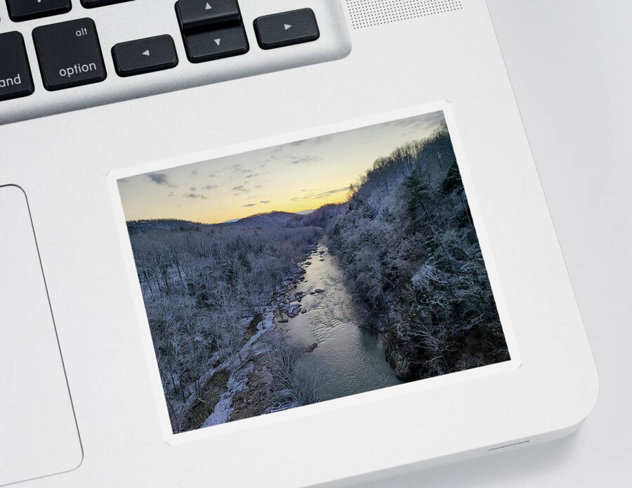 Blue Ridge Parkway Sticker featuring the photograph Sunrise after Snow by Deb Beausoleil