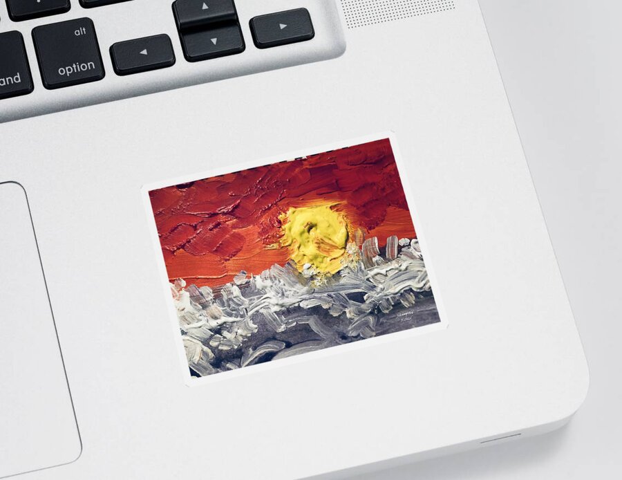 Ocean Sticker featuring the painting Sunrise at Sea by John Anderson