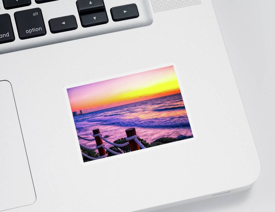 Sunrise Sticker featuring the photograph Sunrise in Cancun by Tatiana Travelways