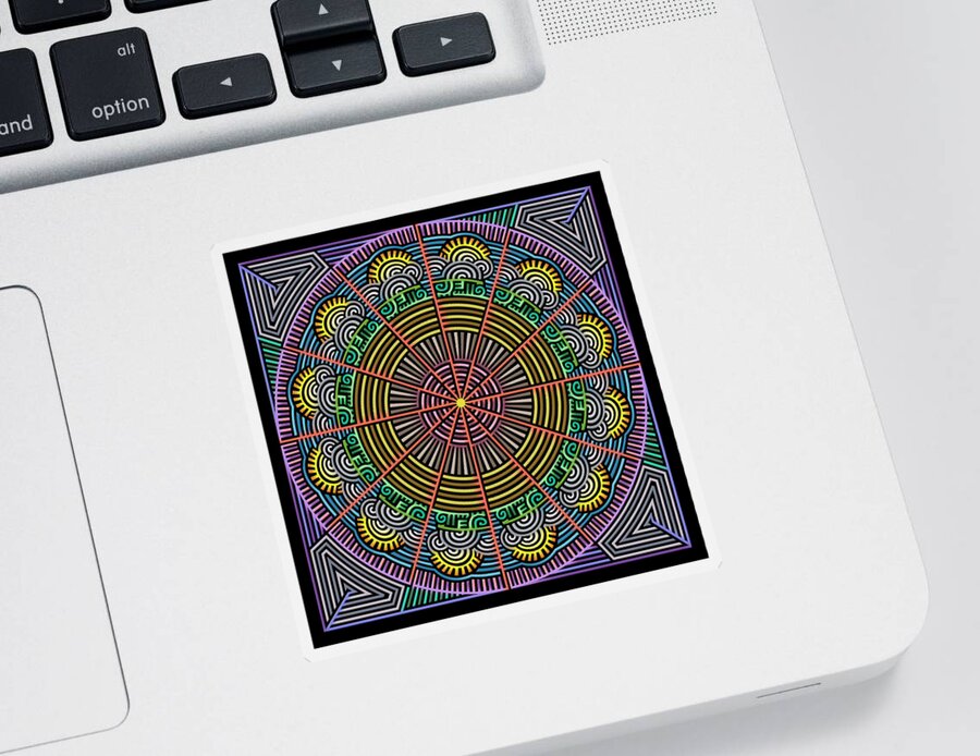 Labyrinth And Maze Mandalas Sticker featuring the digital art Sunrise In The Labyrinth Of Morning by Becky Titus