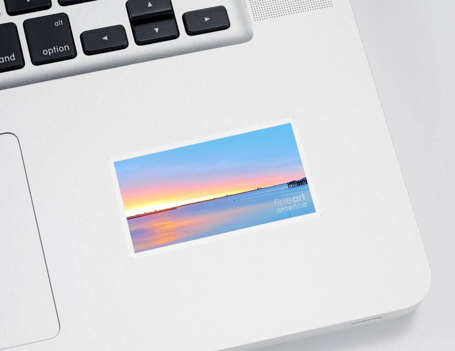 Seascape Sticker featuring the photograph Sunrise Over Plymouth Harbor by Lori Lafargue