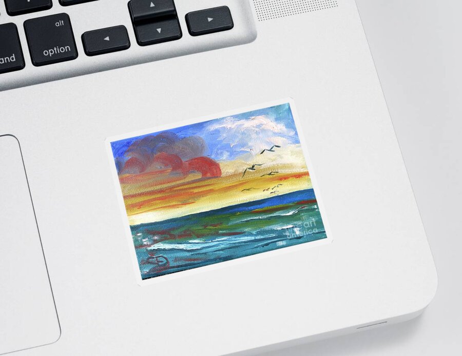 Seascape Sticker featuring the painting Sunrise Sunset by Catherine Ludwig Donleycott