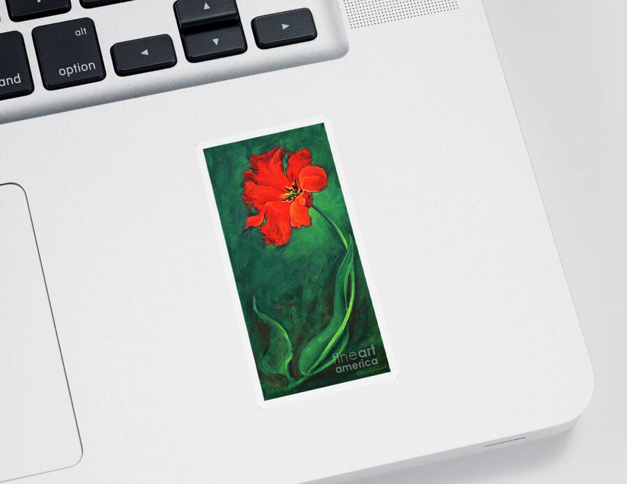 Red Parrot Tulip Sticker featuring the painting Sun's Warmth by Gayle Mangan Kassal