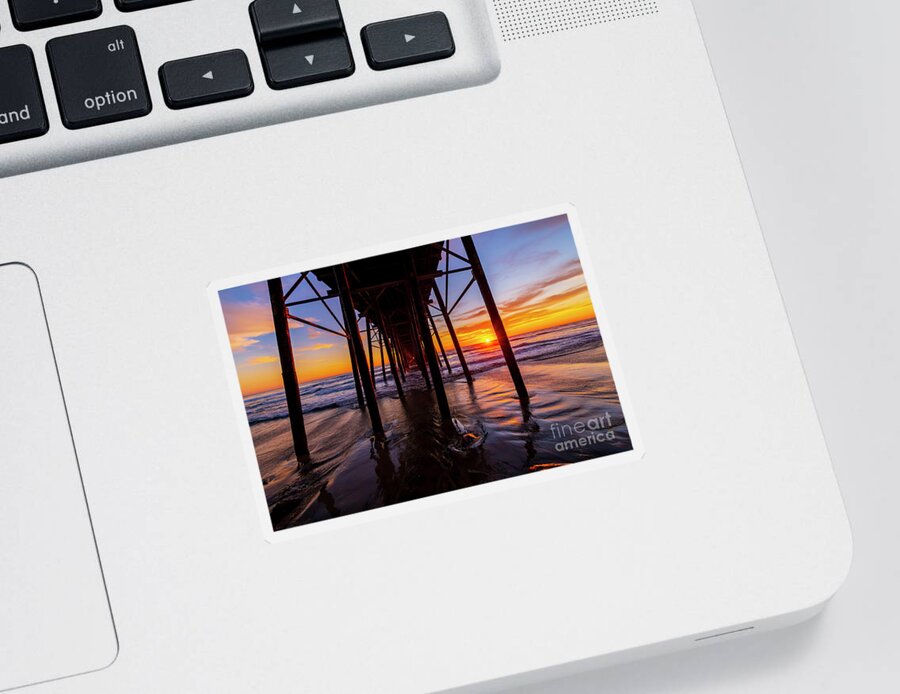 Pier Sticker featuring the photograph Sunset at Oceanside Pier by Rich Cruse