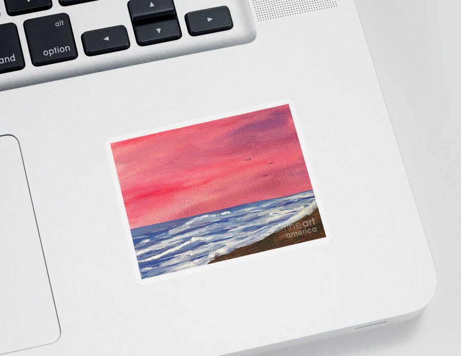 Sunset Sticker featuring the painting Sunset Beach by Lisa Neuman