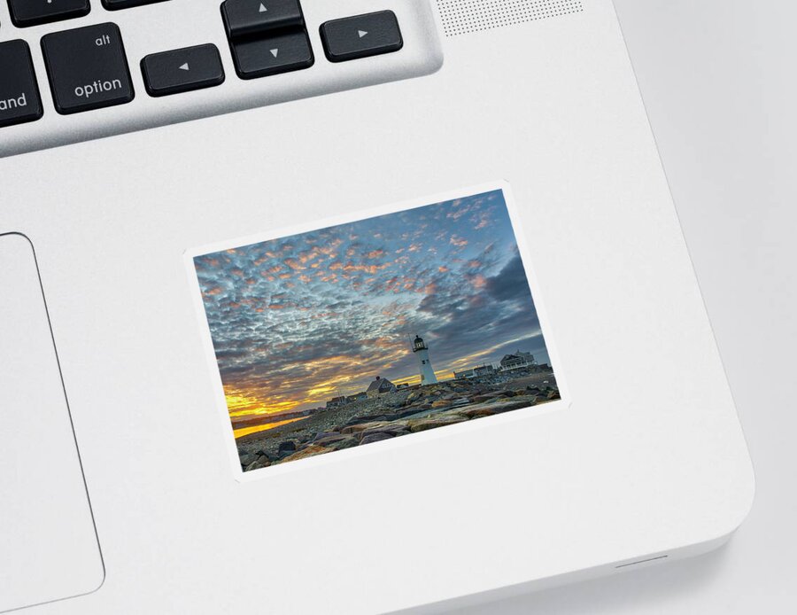 Sunset Sticker featuring the photograph Sunset Bliss at Scituate Lighthouse by Juergen Roth