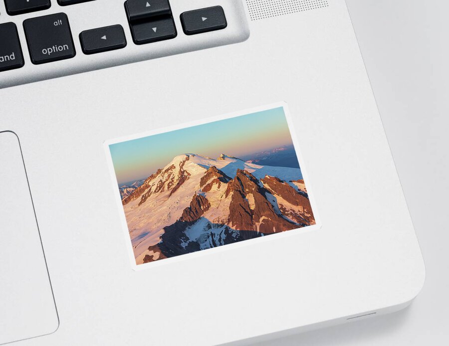 Mount Baker Sticker featuring the photograph Sunset Gold by Michael Rauwolf