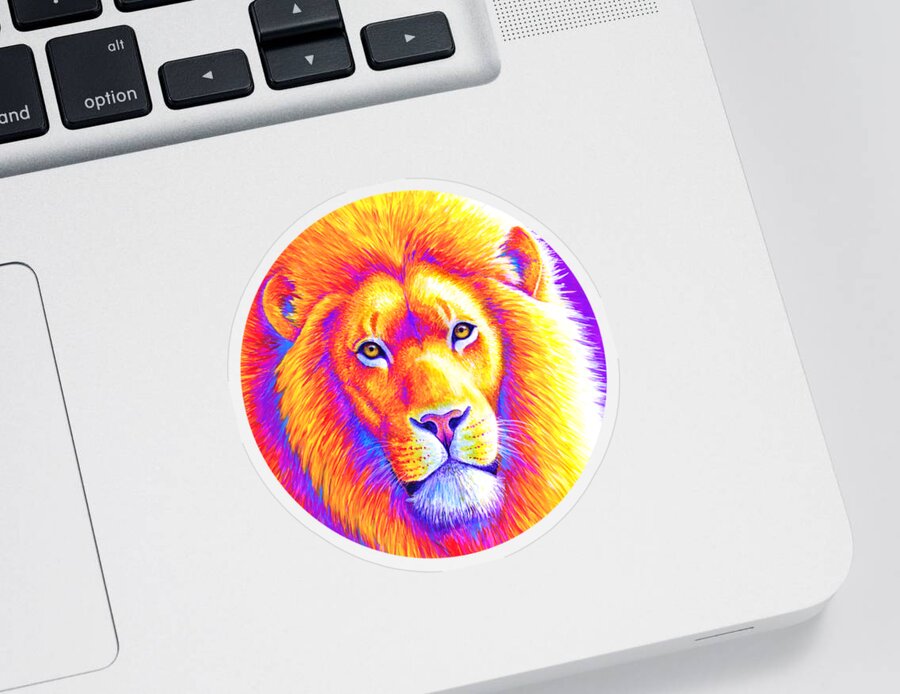 Lion Sticker featuring the painting Sunset on the Savanna - African Lion by Rebecca Wang