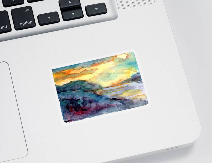 Sunset Sticker featuring the painting Sunset Over Sound by David Dorrell