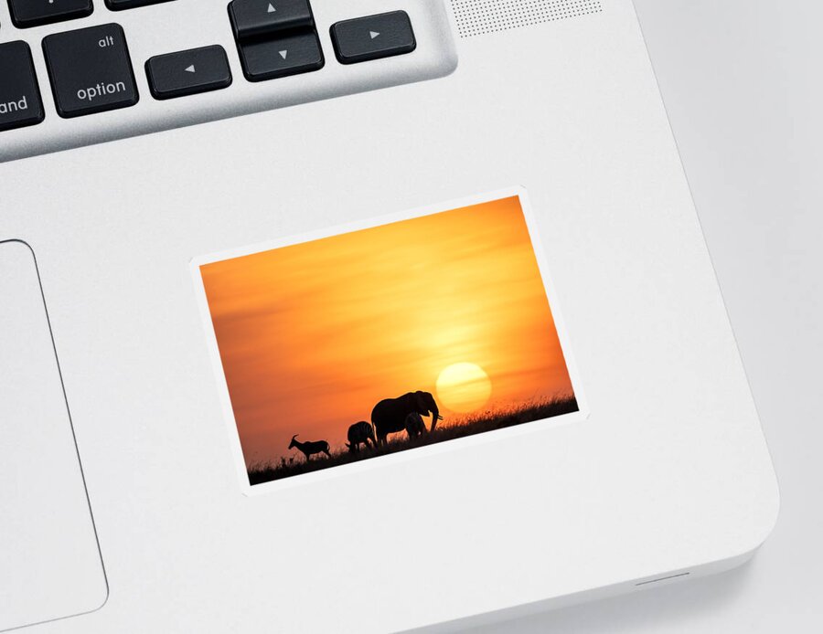 Kenya Sticker featuring the photograph Sunset Safari by Yoshiki Nakamura