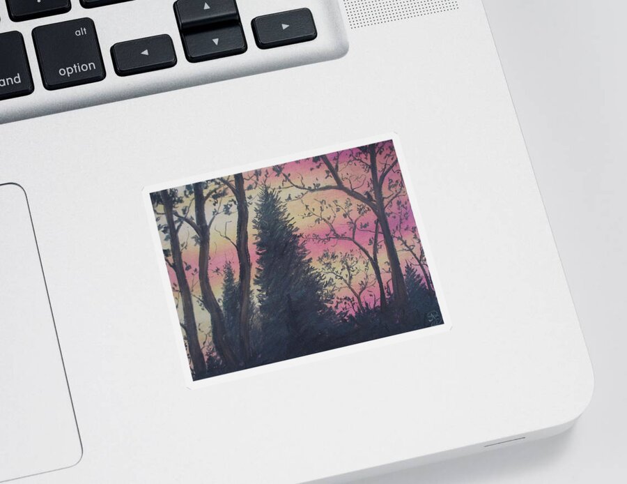 Chromatic Sticker featuring the painting Sunsets Lament by Jen Shearer