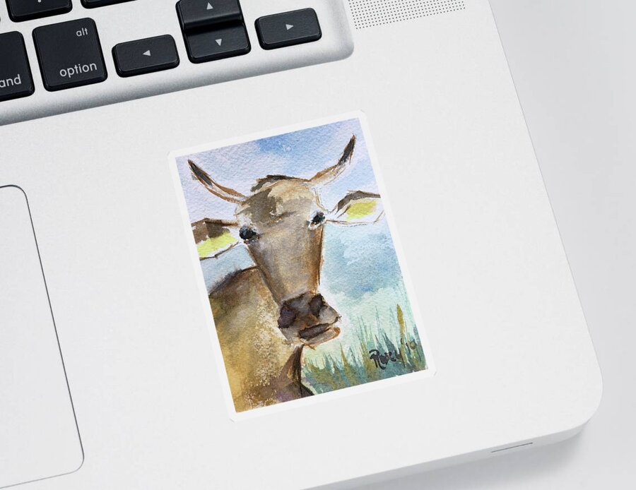 Cow Sticker featuring the painting Sunshine by Roxy Rich