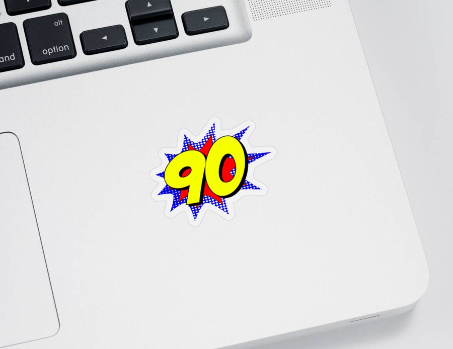 Funny Sticker featuring the digital art Superhero 90 Years Old Birthday by Flippin Sweet Gear