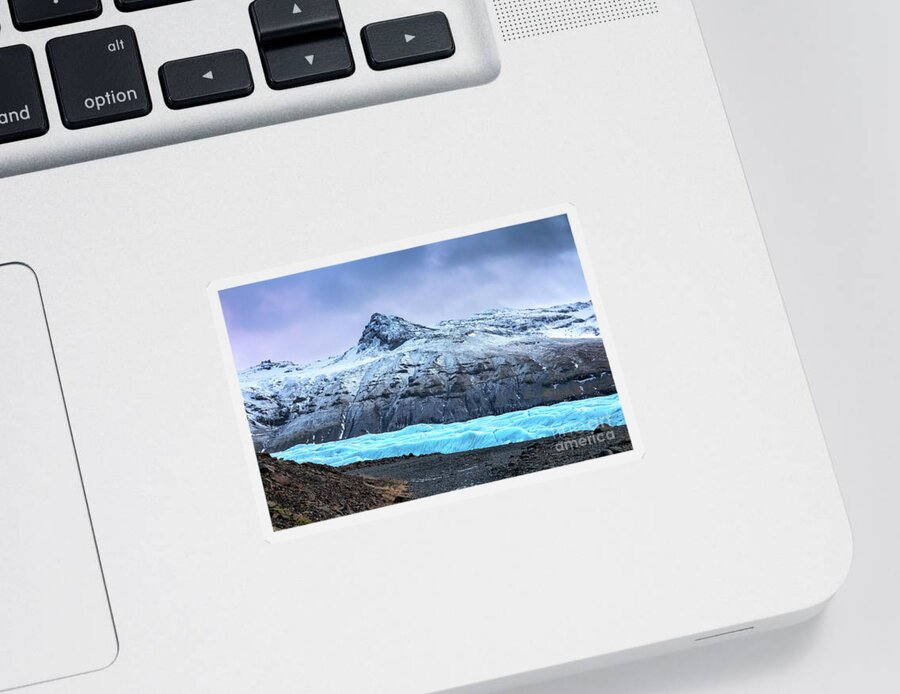 Arctic Sticker featuring the photograph Svinafellsjokul glacier landscape and snow covered mountian, Ice by Jane Rix