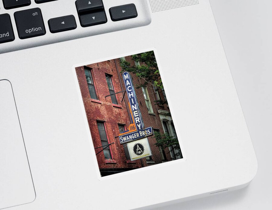 Vintage Sticker featuring the photograph Swanger Brothers Vintage Sign Philadelphia by Kristia Adams