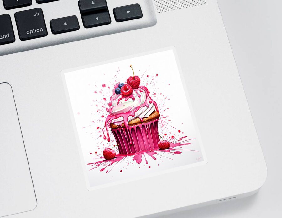 Cupcakes Sticker featuring the digital art Sweet Indulgence by Lourry Legarde
