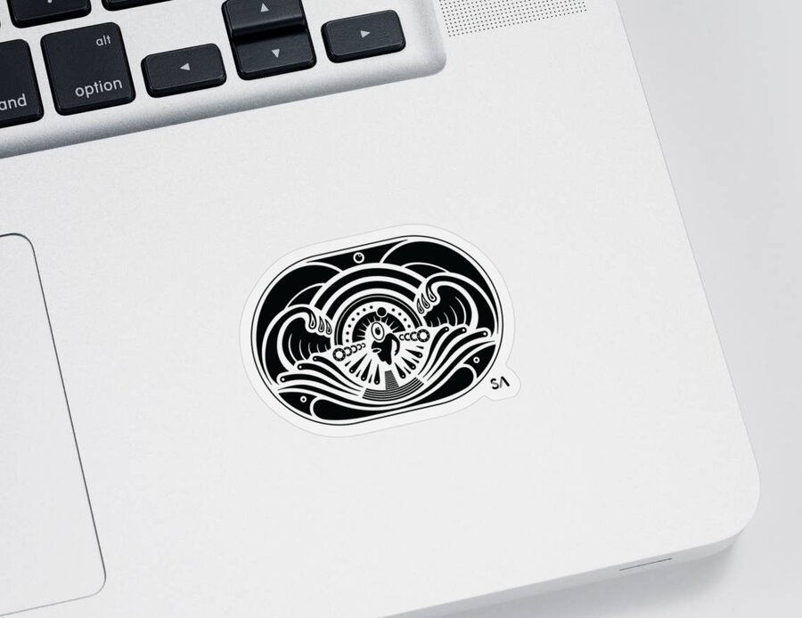Black And White Sticker featuring the digital art Swimmer by Silvio Ary Cavalcante