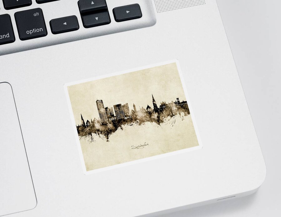Swindon Sticker featuring the digital art Swindon England Skyline #11 by Michael Tompsett