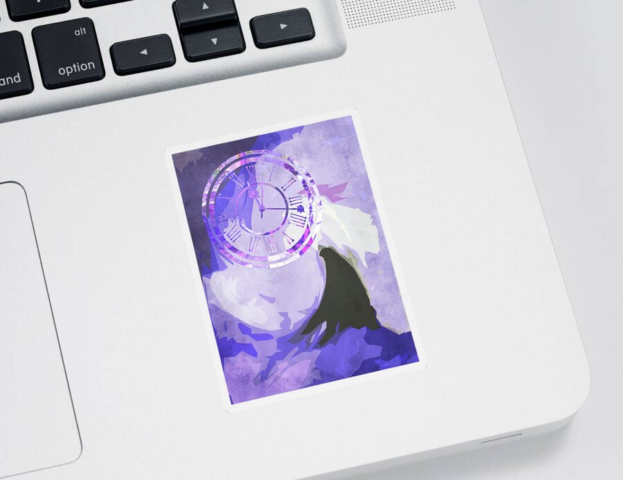 Purple Abstract Sticker featuring the mixed media Swirl of Time by Nancy Merkle