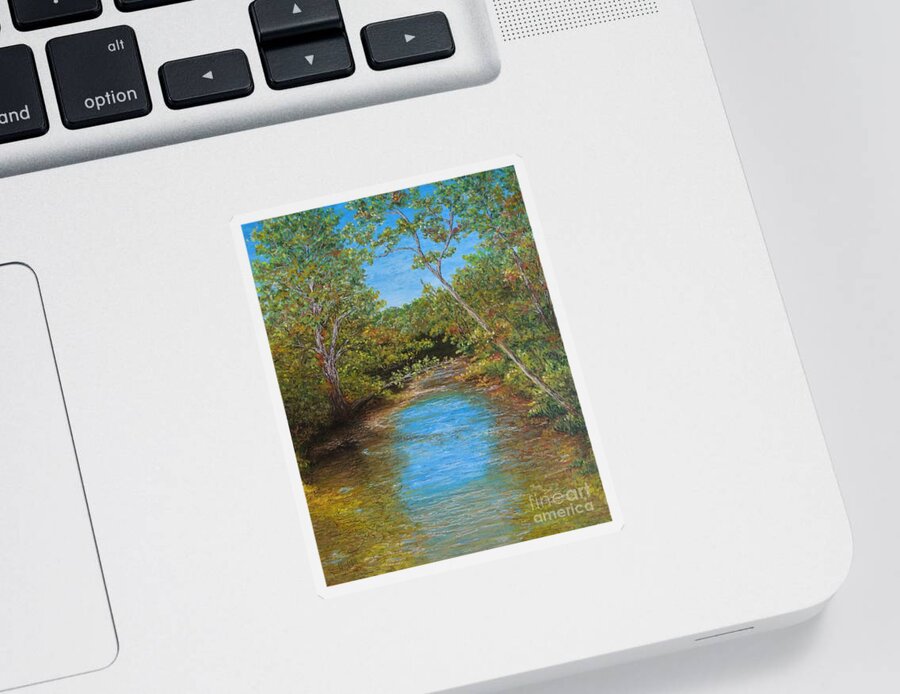 Autumn Sticker featuring the pastel Sycamores of Wilson Bridge by Lisa Bliss Rush