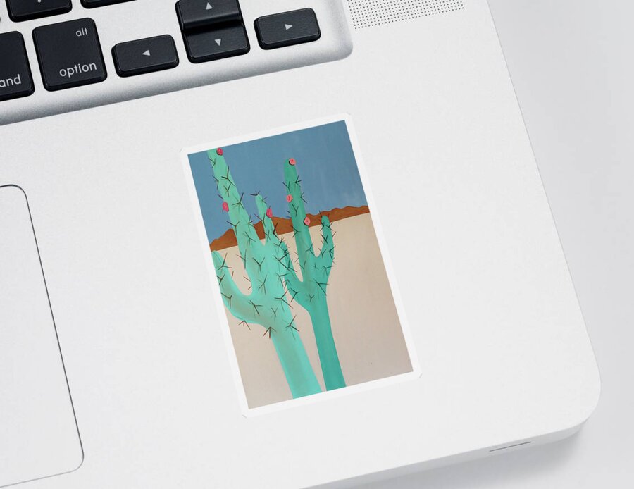 Cactus Sticker featuring the painting Tall Cacti by Ted Clifton