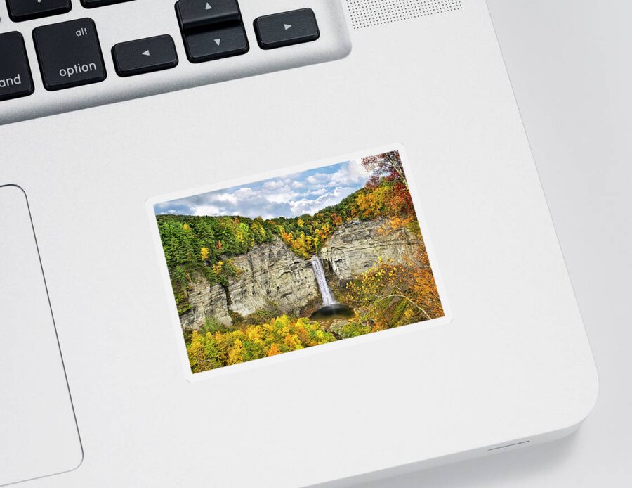 Taughannock Falls Sticker featuring the photograph Taughannock Falls Autumn by Christina Rollo